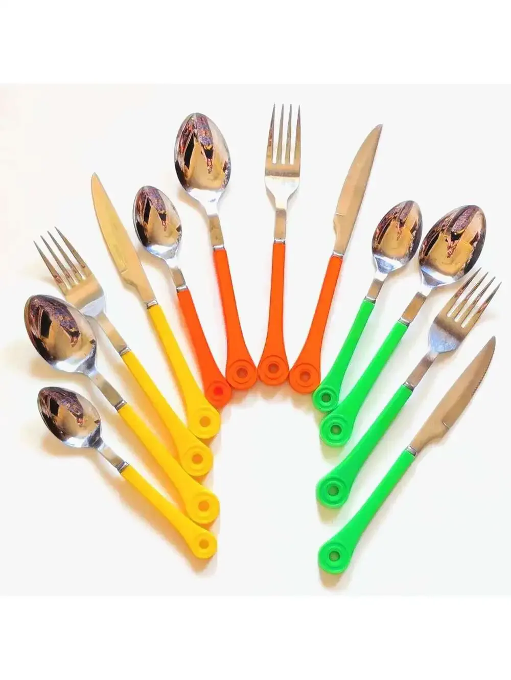 Vintage Flatware Set with Colorful Melamine Handles
